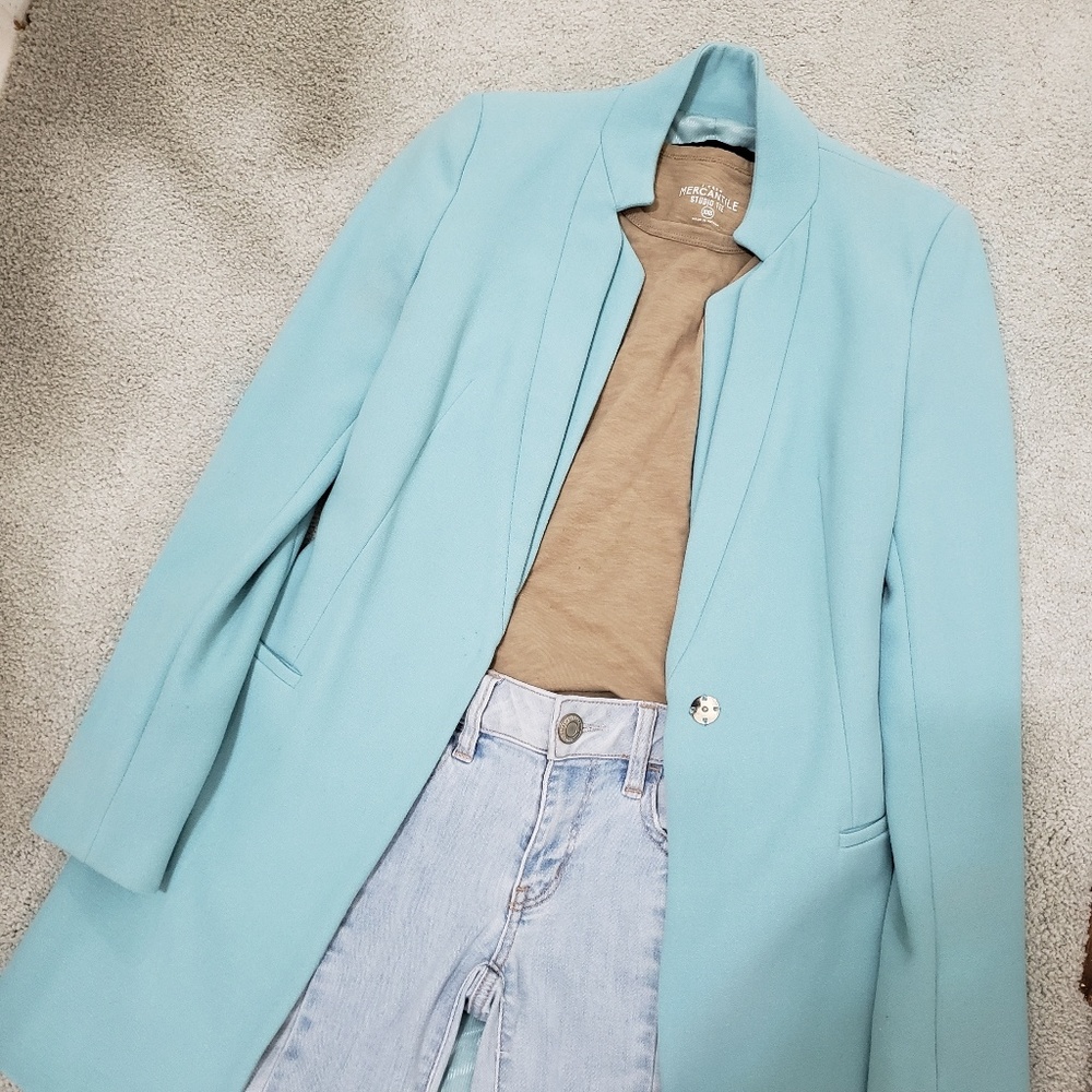 Zara blue double lapel frock coat